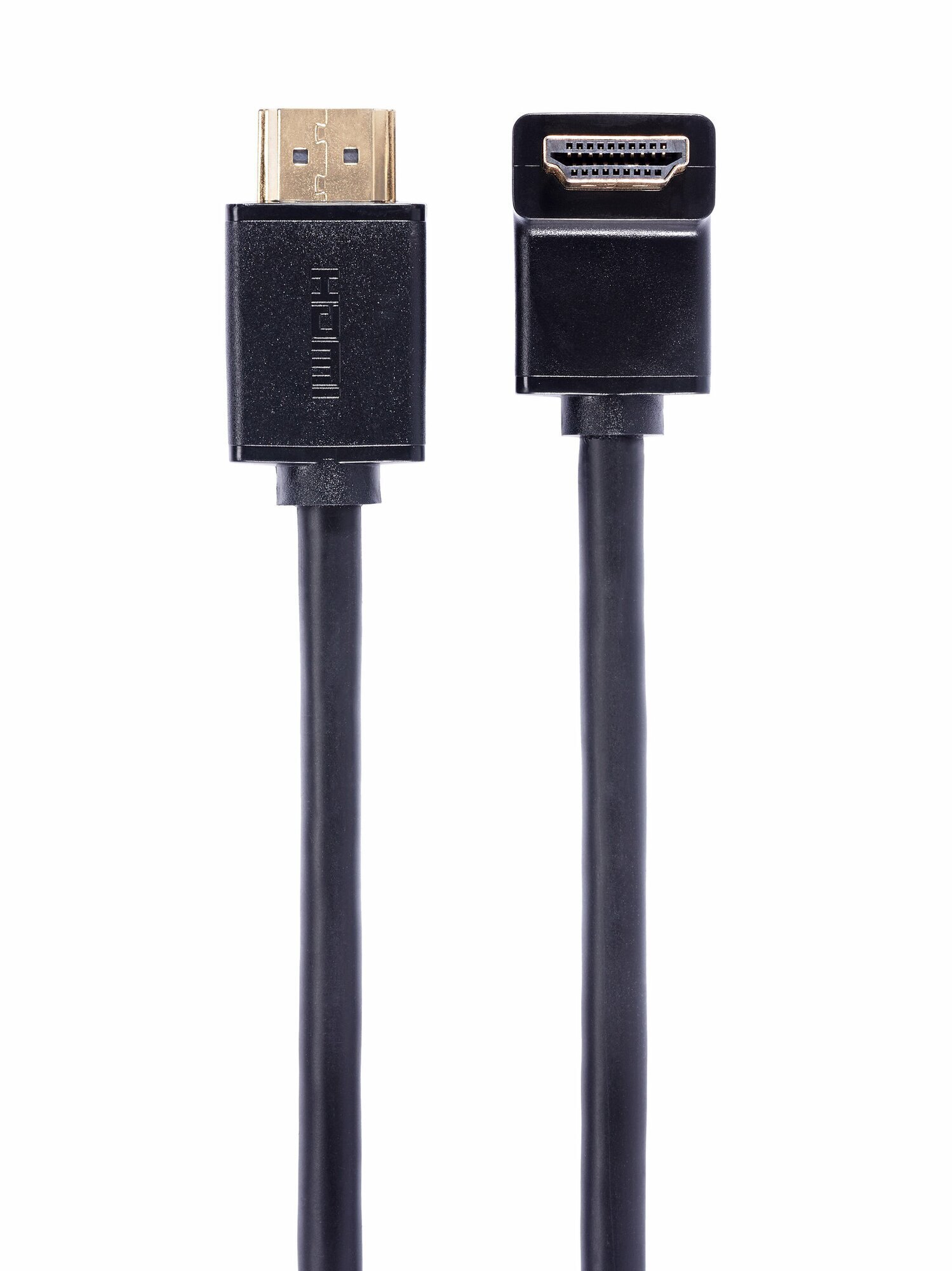 Кабель HDMI(19M)-HDMI(19M) прямой/угловой v2.1 4K, 8K, 2 м, черный Telecom TCG256-2M (TCG256-2M) - фото 1