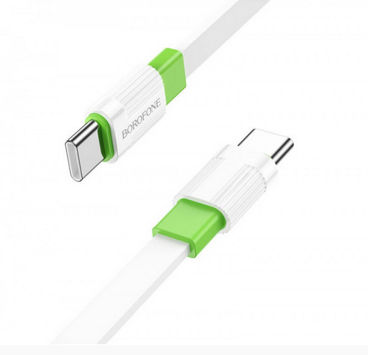 

Кабель USB Type-C-USB Type-C, плоский, 3А, 20 Вт, 1 м, белый/зеленый, Borofone Union BX89, BX89