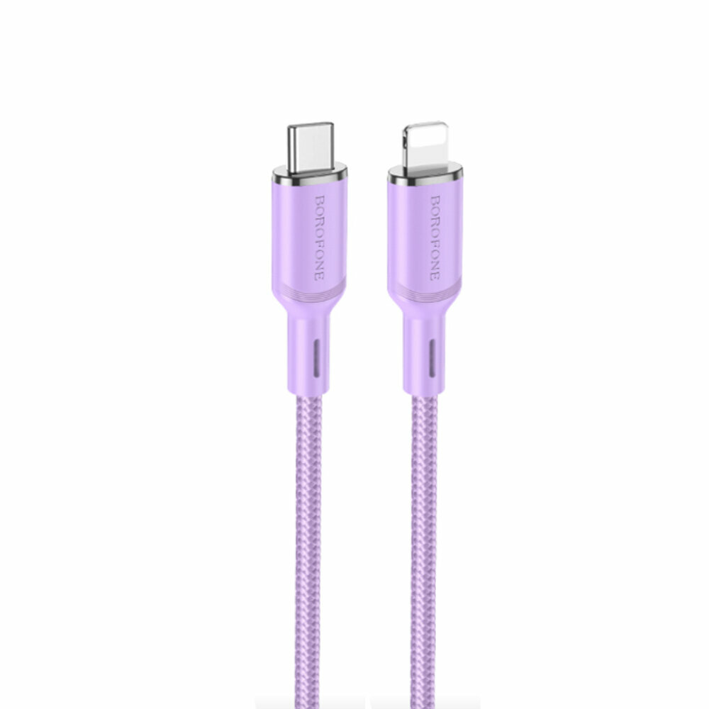 

Кабель USB Type-C-Lightning 8-pin, быстрая зарядка, 3А, 20 Вт, 1 м, фиолетовый, Borofone Cyber BX90, BX90