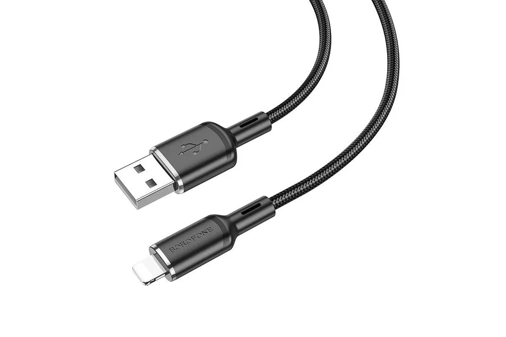 

Кабель USB-Lightning 8-pin, быстрая зарядка, 2.4А, 1 м, черный, Borofone Cyber BX90 (6974443389579), BX90