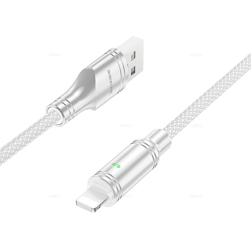 

Кабель USB-Lightning 8-pin, быстрая зарядка, 2.4А, 1.2 м, серый, Borofone BU40, BU40