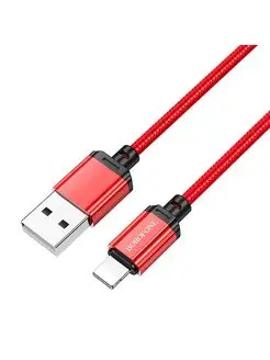 

Кабель USB-Lightning 8-pin, быстрая зарядка, 2.4А, 1 м, красный, Borofone Sharp BX87, BX87