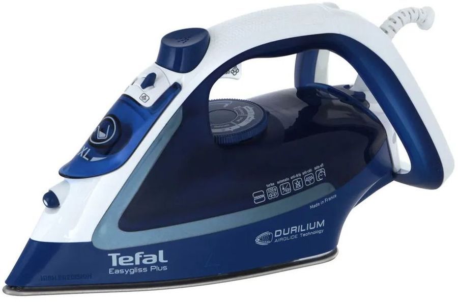 Утюг Tefal FV5735E0 2.5 кВт, длина шнура 2 м, синий/белый (1830007453) б/у, после ремонта, следы эксплуатации, без комплекта
