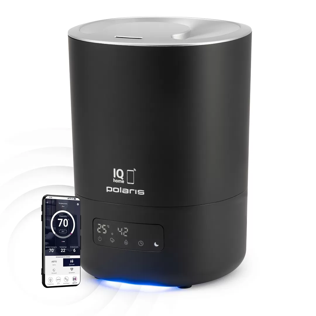 

Увлажнитель воздуха Polaris PUH 8080 WIFI IQ Home ультразвуковой 4.5л., до 40 м², 350 мл/ч, ароматизация, черный (PUH 8080 WIFI IQ Home), PUH 8080 WIFI IQ Home