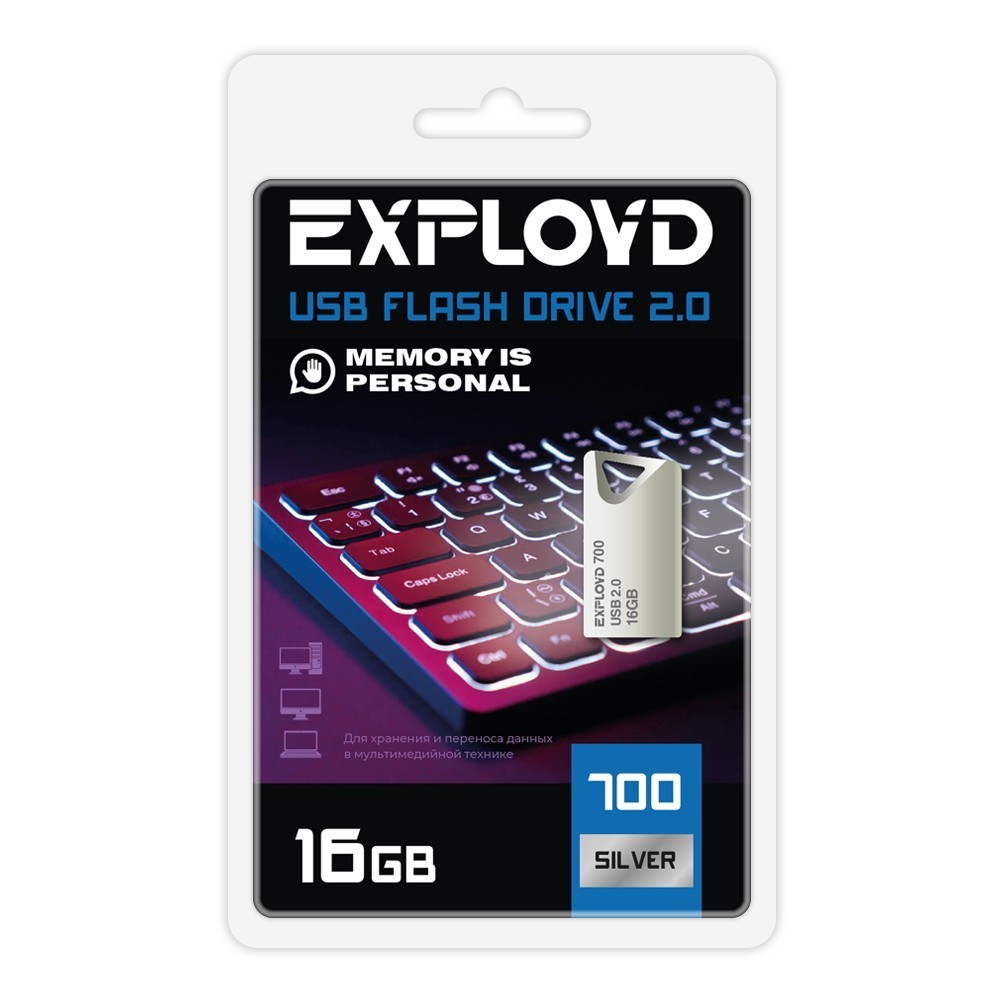 

Флешка 16Gb USB 2.0 EXPLOYD 700, серебристый (EX-16GB-700-Silver)