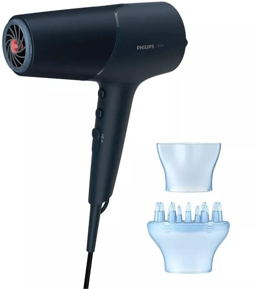 

Фен Philips BHD512/00 2.3 кВт, режимов: 3, насадок: 2, ионизация, синий (BHD512/00 ), BHD512/00