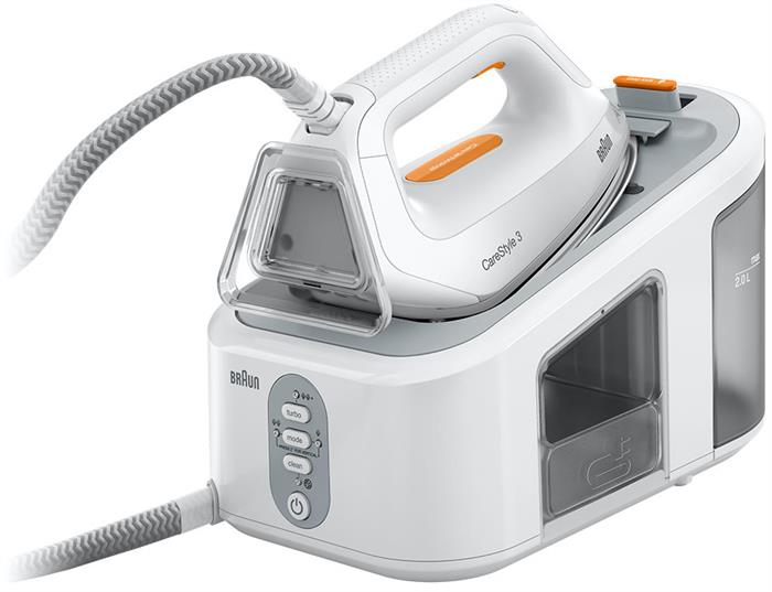 Парогенератор BRAUN CareStyle 3 IS3132WH 2.4 кВт, белый/оранжевый (0128803000), цвет белый/серый - фото 1