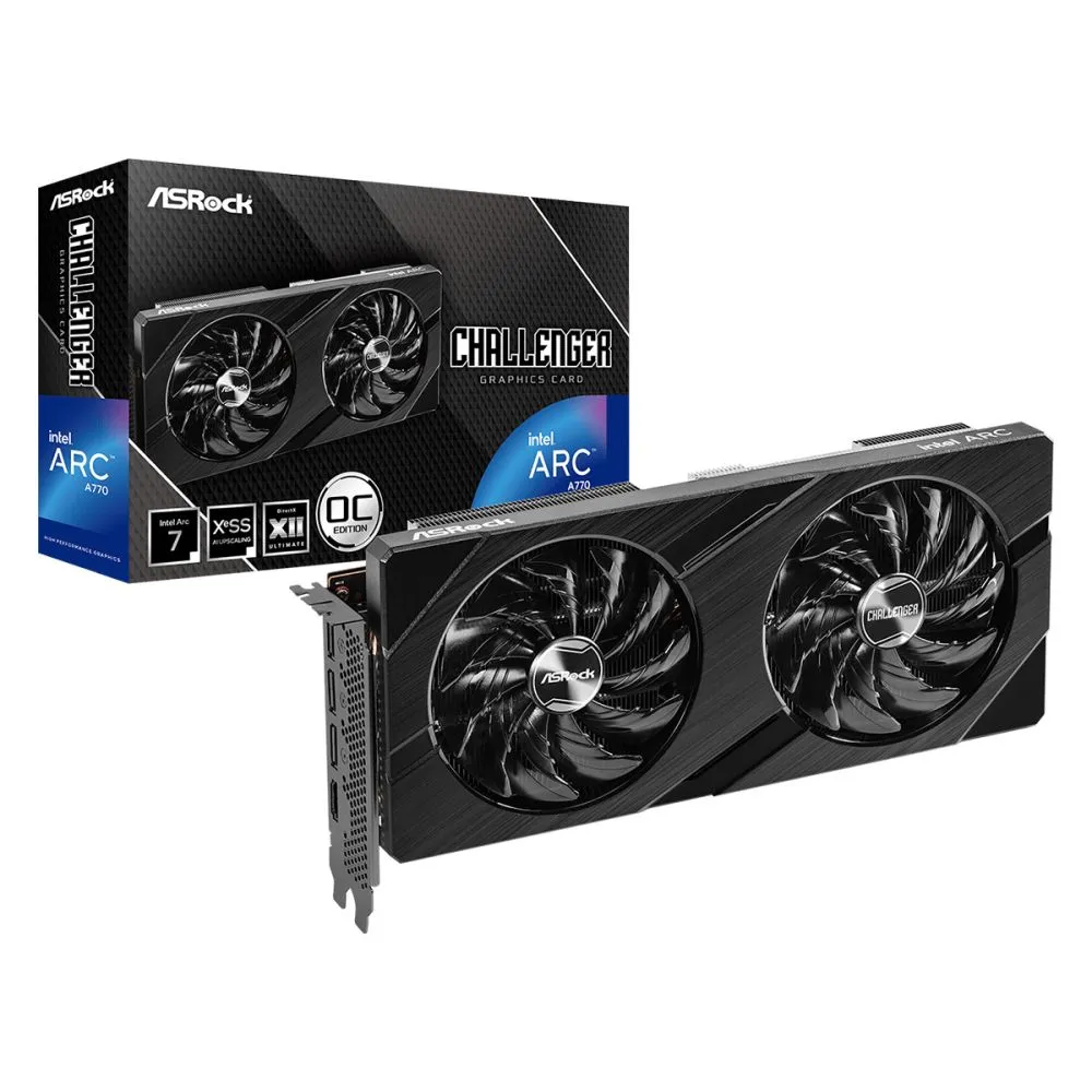 

Видеокарта ASRock Intel Arc A770 Challenger OC, 16Gb DDR6, 256 бит, PCI-E, HDMI, 3DP, Retail (A770 CL 16GO), Challenger OC