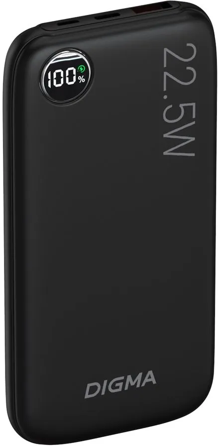 

Портативный аккумулятор (Powerbank) Digma DGPF10B, 10000 мА·ч, 2xUSB, 3А, Type-C, QC, черный (DGPF10B22PBK), DGPF10B