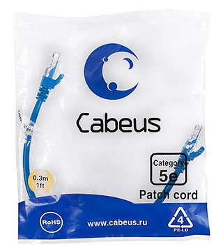 

Патч-корд UTP кат.5e, 0.3 м, RJ45-RJ45, синий, CU, Cabeus (PC-UTP-RJ45-Cat.5e-0.3m-BL)
