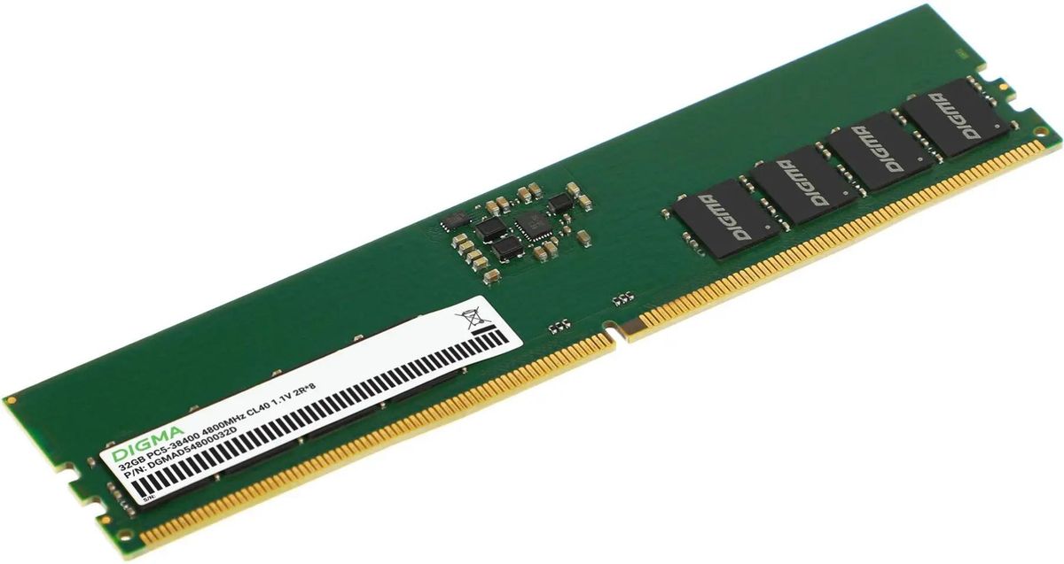 

Память DDR5 DIMM 32Gb, 4800MHz, CL40, 1.1V, DIGMA (DGMAD54800032D) Retail, DGMAD54800032D