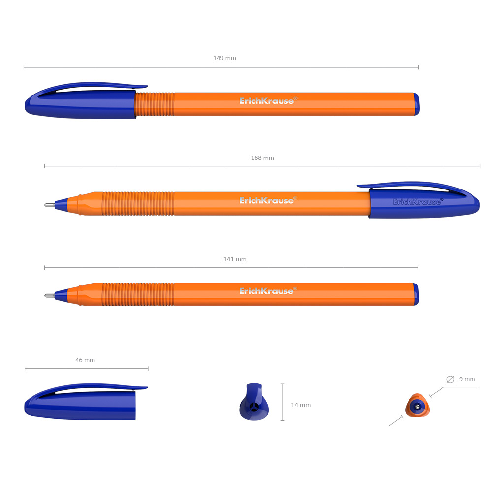 Ручка шариковая Erich Krause U series U-108, цвет чернил: синий, пластик, колпачок (47582)