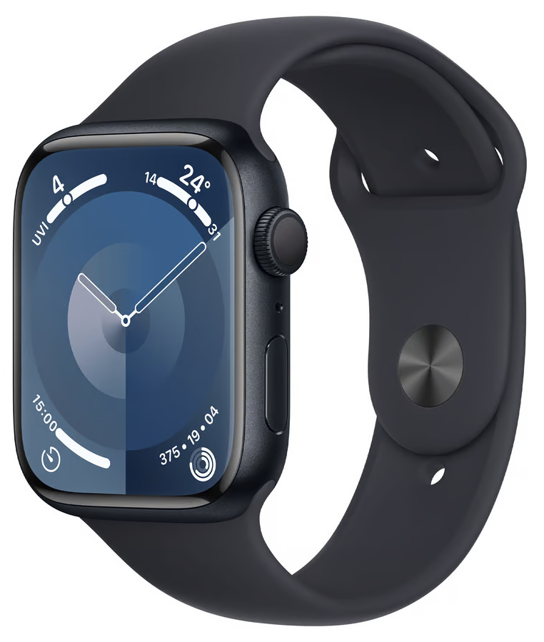 

Смарт-часы Apple Watch Series 9 A2980 45мм S/M, 1.9" OLED, темная ночь (MR993CL/A), Watch Series 9 A2980 45мм S/M