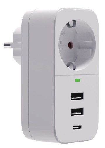 Сетевой фильтр Гарнизон SKT-1-CU2-W, 1-розетка, 2xUSB, 1xUSB Type-C, белый (SKT-1-CU2-W)