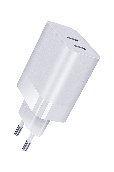 Сетевое зарядное устройство Qumo Energy 35 Вт, 2xUSB type-C, PD, 3А, белый (Charger 0074) - фото 1