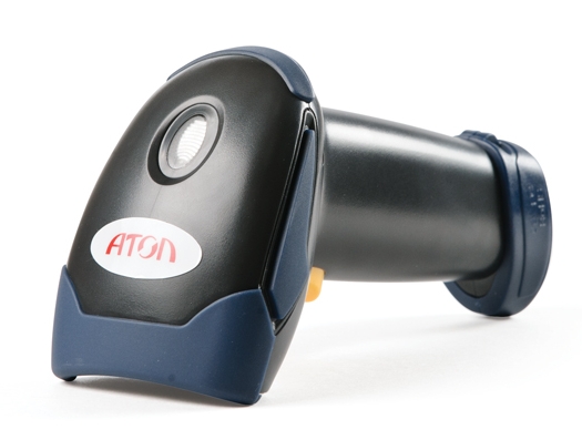 Сканер штрих-кода АТОЛ SB 1101, ручной, лазерный, USB, подставка, черный, 2 м б/у, после ремонта, следы эксплуатации, комплект полный