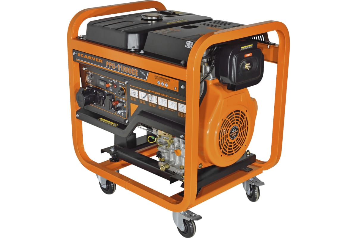 

Электрогенератор Carver PPG-11000DE, однофазный, -, дизельный, 14.1 л.с., 9.5 кВт, 2xEURO 16A + 1x220В 32A (01.020.00025), PPG-11000DE