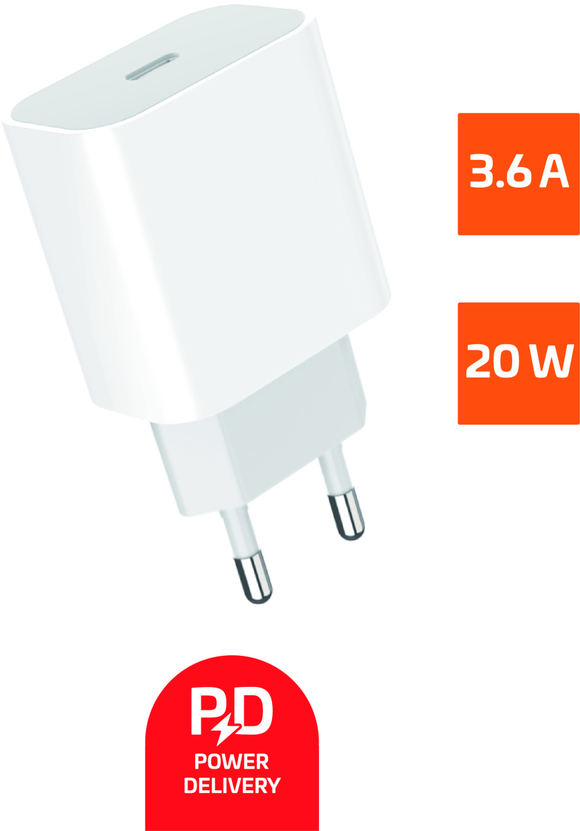 Сетевое зарядное устройство GoPower GPPD06 20 Вт, USB, EU, PD, белый (00-00022766)