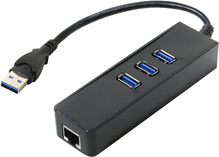 Концентратор Orient JK-340, 3xUSB 3.0, черный + RJ45