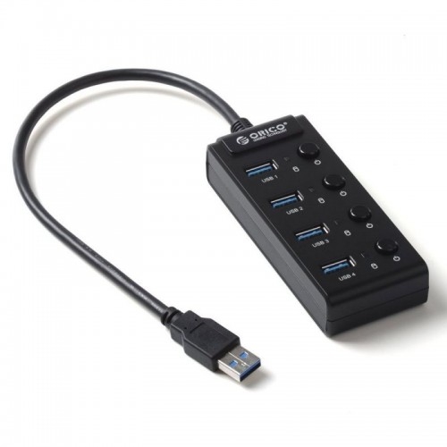 Концентратор Orico W9PH4-U3-BK, 4xUSB 3.0, черный