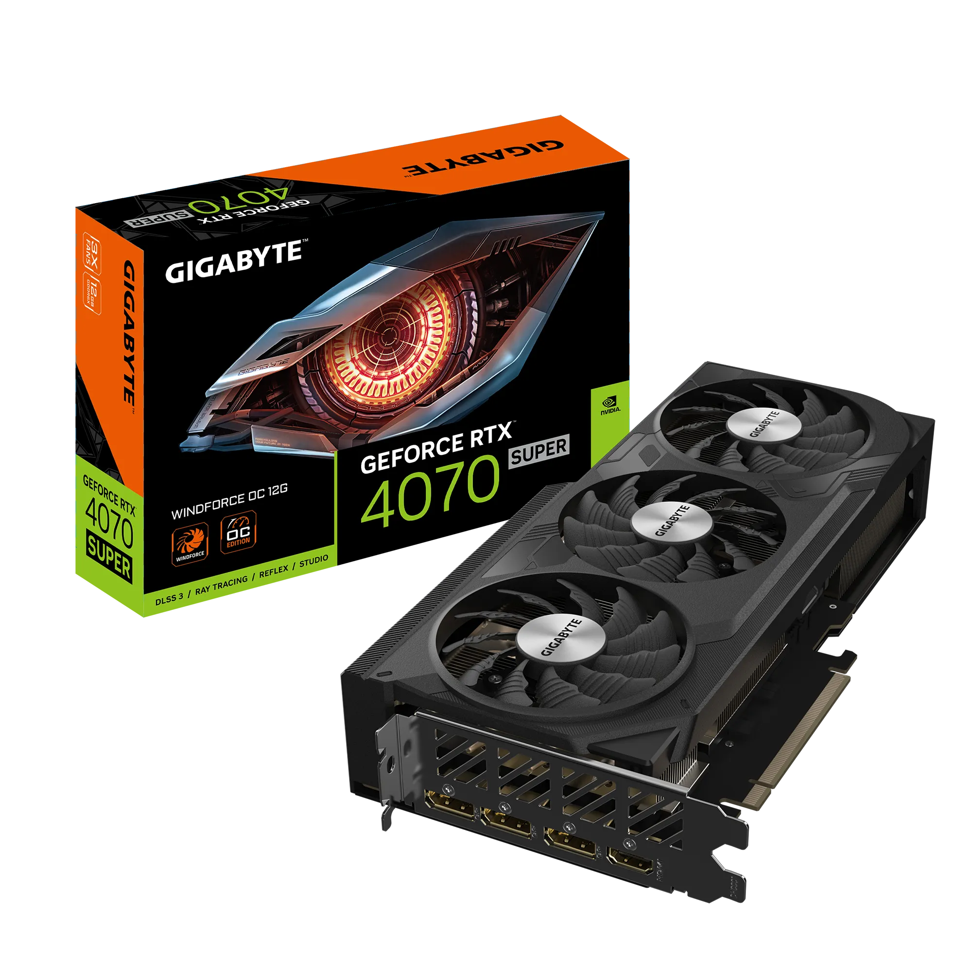 Видеокарта GIGABYTE NVIDIA GeForce RTX 4070 Super WINDFORCE OC, 12Gb GDDR6X