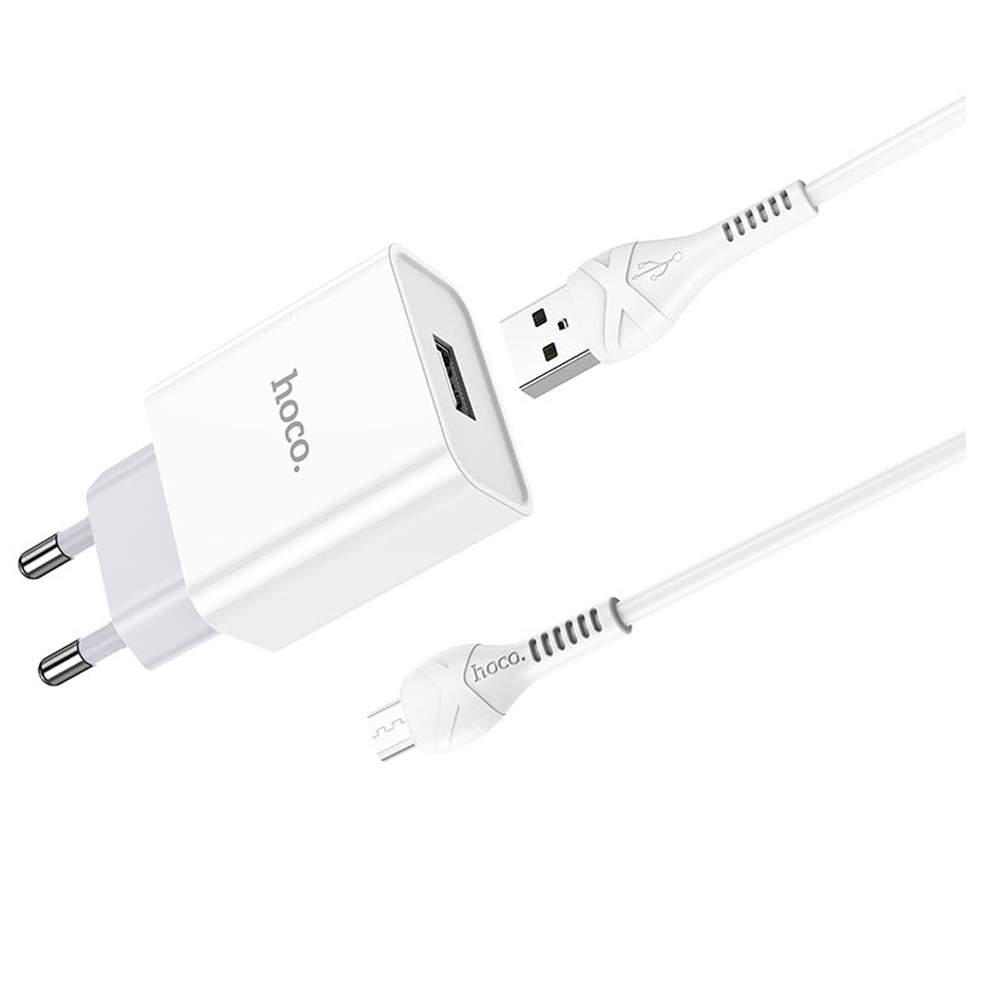 

Сетевое зарядное устройство Hoco C81A, USB, EU, белый (6931474727954), micro USB, C81A