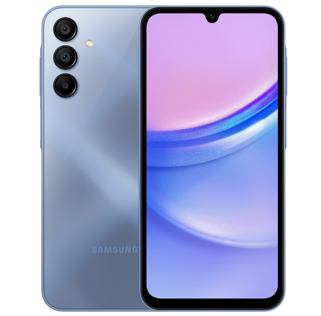 

Смартфон Samsung Galaxy A15, 6.5" 1080x2340 Super AMOLED, MediaTek Helio G99, 4Gb RAM, 128Gb, 3G/4G, NFC, Wi-Fi, BT, 3xCam, 2-Sim, 5000 мА⋅ч, USB Type-C, Android 13, синий (SM-A155FZBDCAU), Galaxy A15