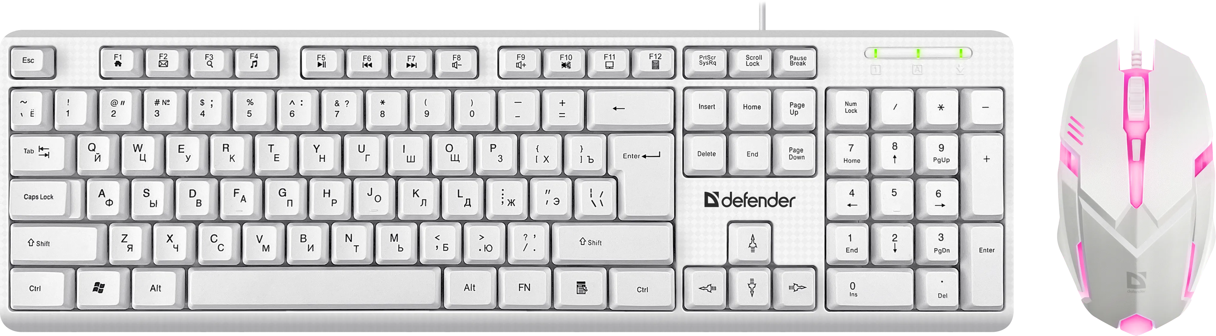 Клавиатура + мышь Defender Motion C-977, USB, белый (45977)