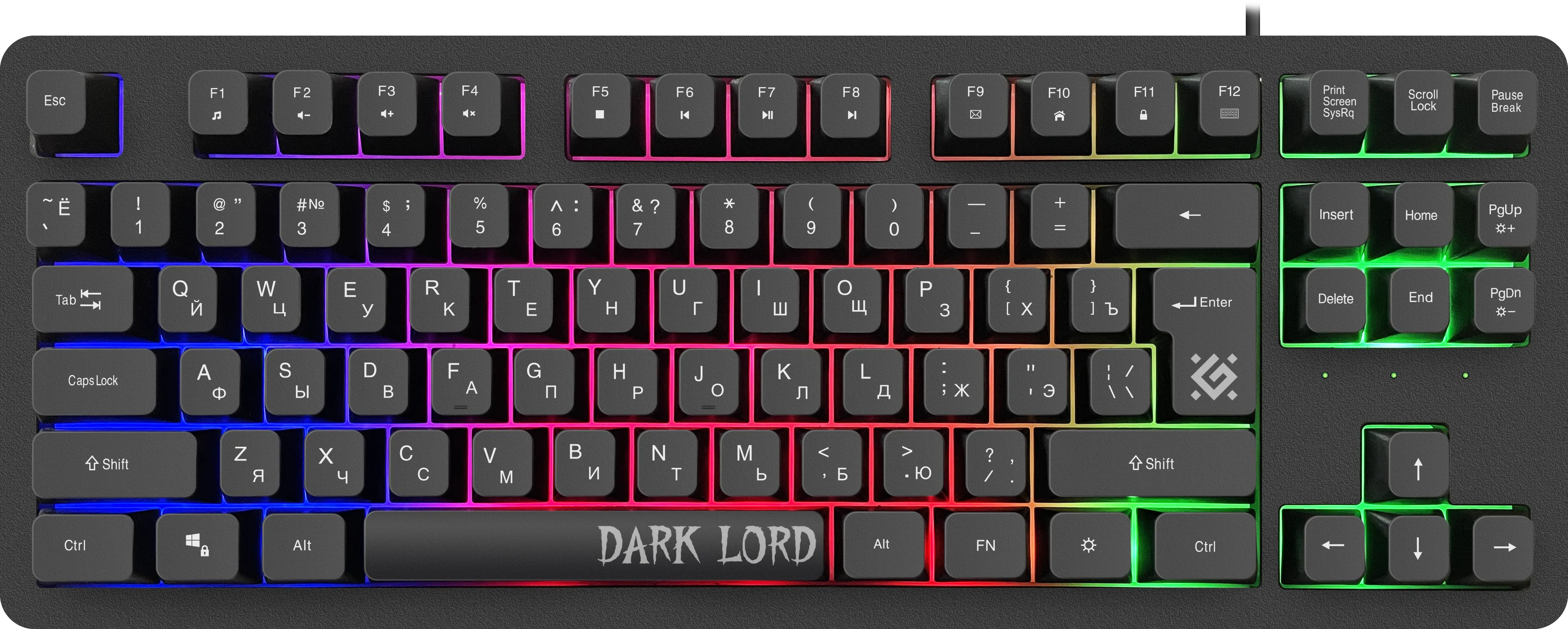 

Клавиатура проводная Defender Dark Lord GK-580, мембранная, подсветка, USB, черный (45580), Dark Lord GK-580