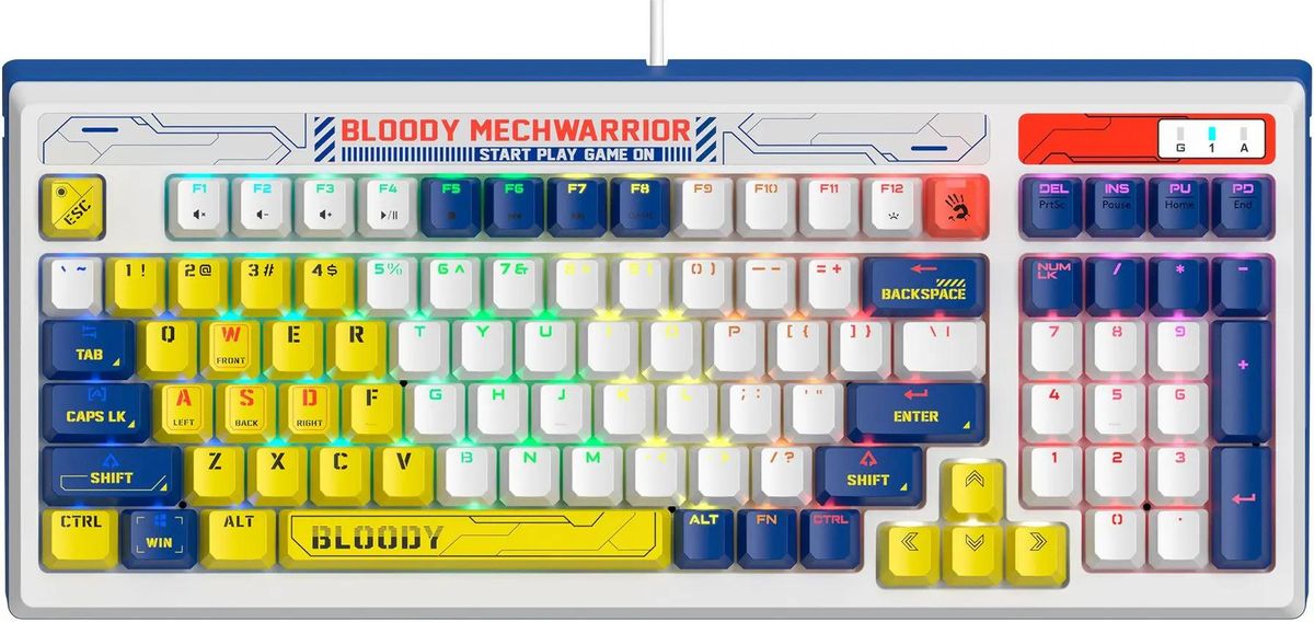 Клавиатура проводная A4Tech Bloody B950, механическая, LK Libra, подсветка, USB, белый (Bloody B950)