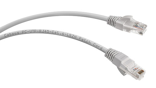 Патч-корд UTP кат.6, 0.3 м, RJ45-RJ45, серый, CU, LSZH, Cabeus (PC-UTP-RJ45-Cat.6-0.3m-LSZH)