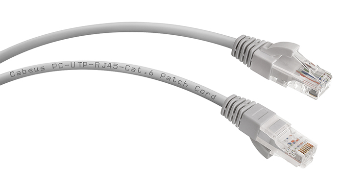 Патч-корд UTP кат.6, 0.3 м, RJ45-RJ45, серый, CU, Cabeus (PC-UTP-RJ45-Cat.6-0.3m)