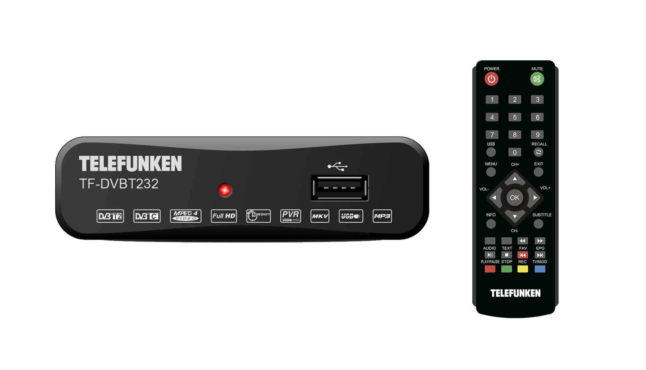 Приставка для цифрового ТВ TELEFUNKEN TF-DVBT232, DVB-T2/DVB-T/DVB-C, HDMI