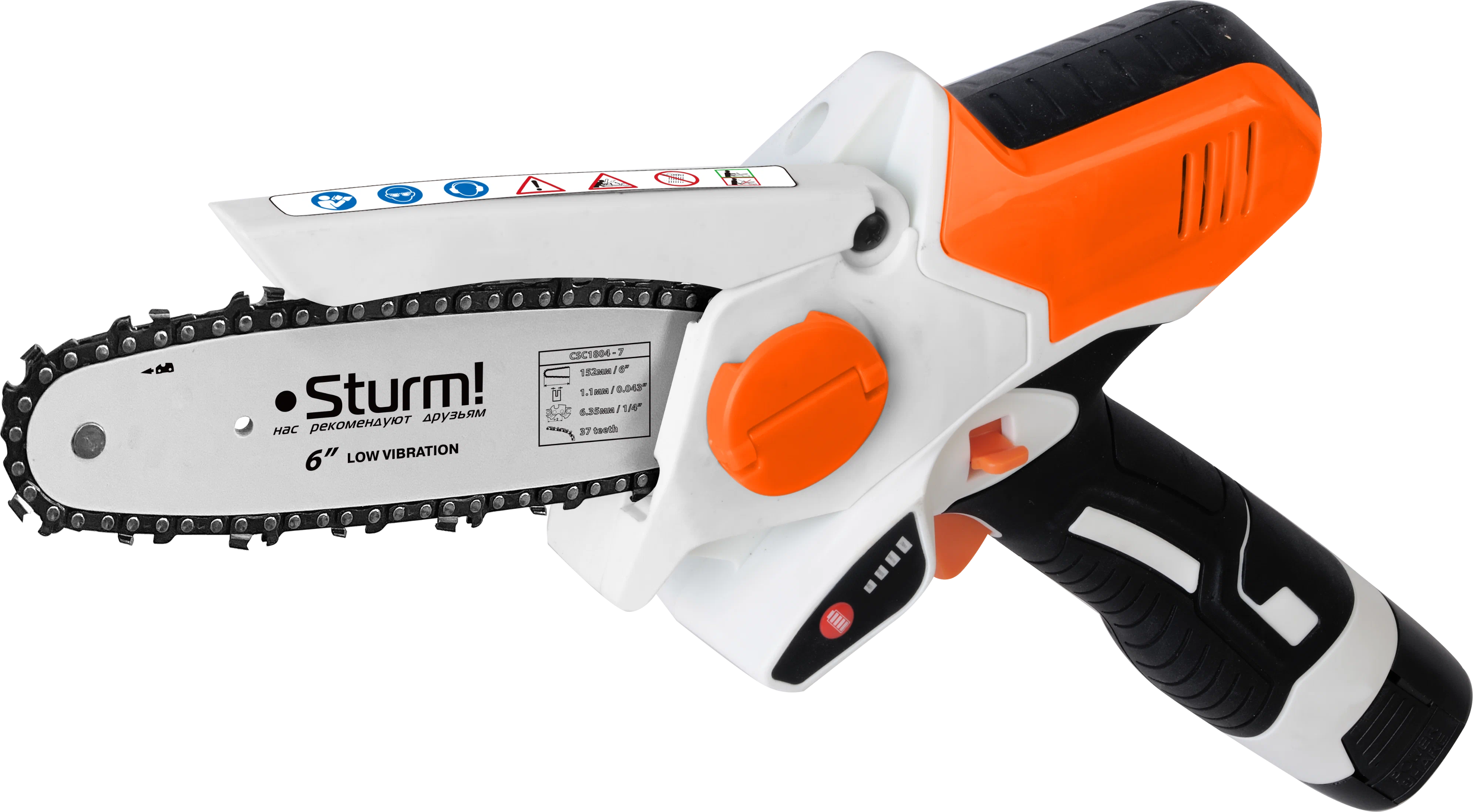 

Пила цепная Sturm! CSC1804, 64 Вт, коллекторный, шина 15.2 см, шаг 1/4 дюйма, аккумуляторная, 16 В, 2 А·ч, Li-Ion, 1.36 кг, 2 АКБ+ЗУ (CSC1804), CSC1804