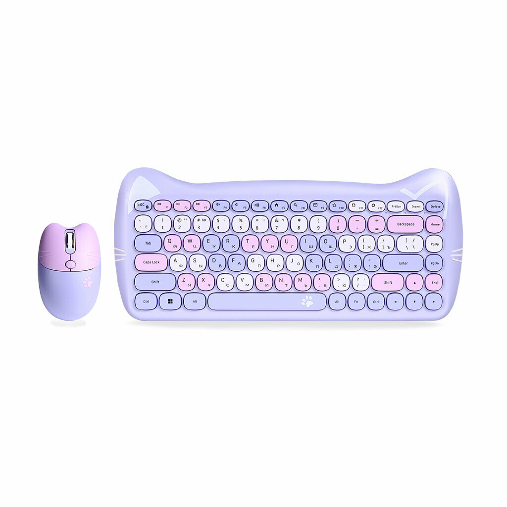 Клавиатура + мышь SmartBuy 668396 Kitty, беспроводная, USB, фиолетовый (SBC-668396AG-KT)