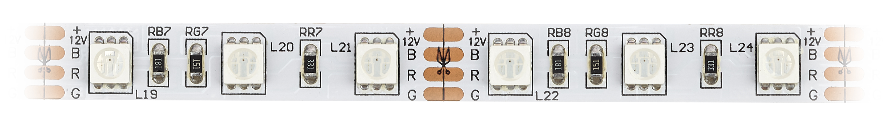 Лента светодиодная LS5050-14,4-60-12-RGB-IP20-2year-5m, 5 м, PLS 5050, 60 шт./14.4 Вт на метр, 12V, RGB, IP20 Эра (Б0044122)