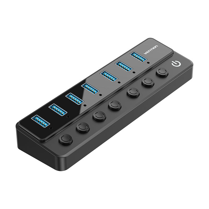 USB-концентратор Vention 8-in-1, 7xUSB 3.0, блок питания, черный (CHXB0)