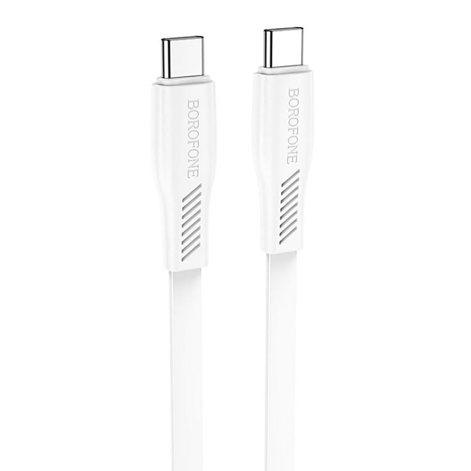 Кабель USB Type-C-USB Type-C, плоский, 3А, 60 Вт, 1 м, белый, Borofone BX85 Auspicious (6974443387148)