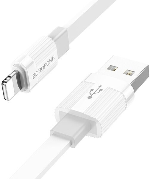 

Кабель USB-Lightning 8-pin, плоский, 2.4А, 1 м, белый/серый, Borofone Union BX89, BX89
