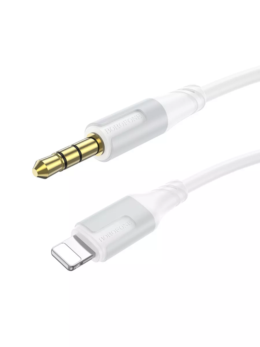 

Кабель Jack 3.5mm(M)-Lightning 8-pin(M), экранированный, 1 м, белый Borofone Creator BL19, BL19