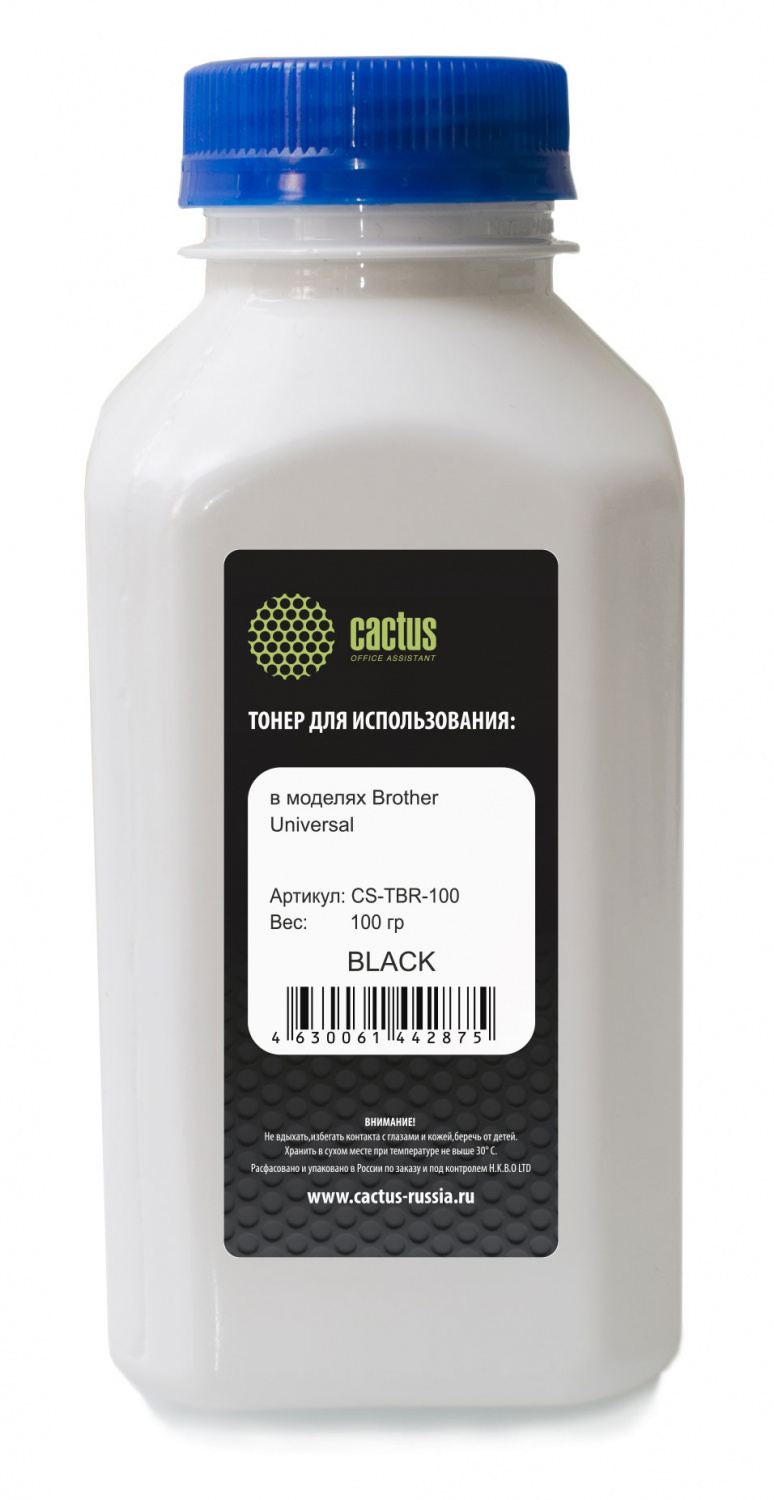 Тонер Cactus CS-TBR-100, бутыль 100 г, черный