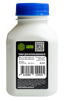 

Тонер Cactus CS-THP4-60, бутыль 60 г, черный, совместимый для HP LJ P1005/P1006/P1100/P1102, CS-THP4-60
