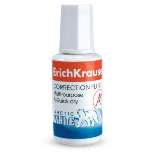 Корректор Жидкость Erich Krause Arctic White , 20 мл, корпус белый