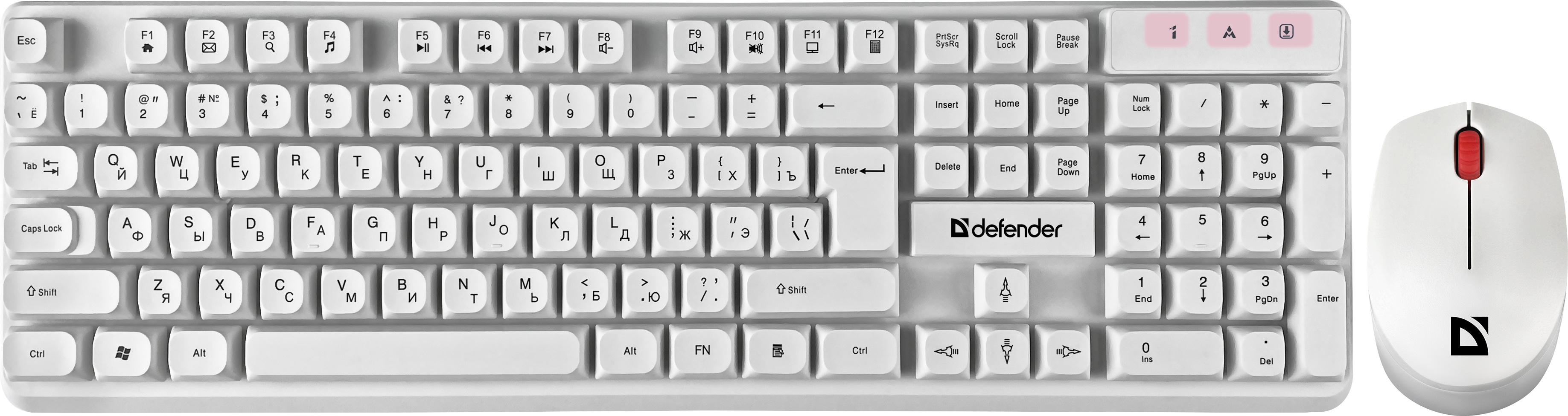 Клавиатура + мышь Defender Milan C-992, беспроводная, USB, белый (45994)