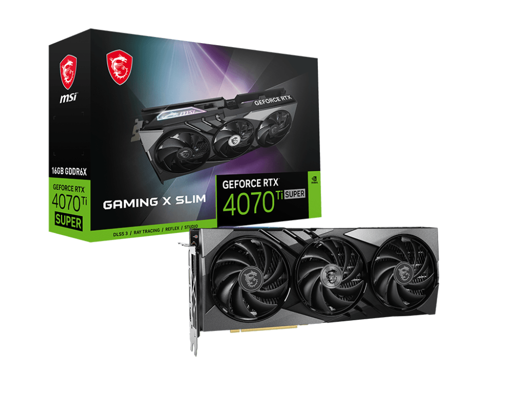 

Видеокарта MSI NVIDIA GeForce RTX 4070Ti SUPER SUPER GAMING X 16G SLIM, 16Gb GDDR6X, 256 бит, PCI-E, HDMI, 3DP, Bulk (RTX 4070 Ti SUPER 16G GAMING X SLIM), RTX 4070Ti SUPER GAMING X 16G SLIM