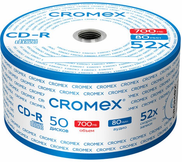 

Диск CROMEX CD-R, 700Mb, 52x, Bulk, 50 шт (513773)