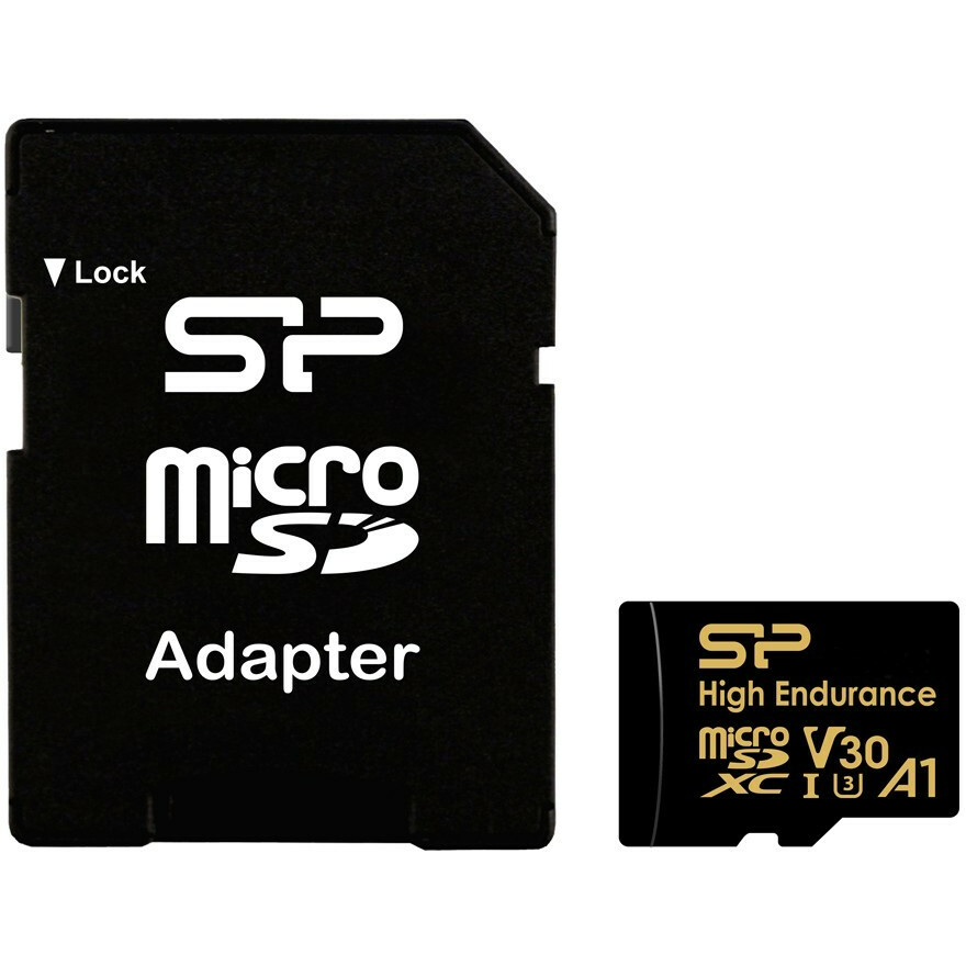 Карта памяти 128Gb microSDXC Silicon Power Golden High Endurance Class 10 UHS-I U3 V30 A1 + адаптер (SP128GBSTXDV3V1H)