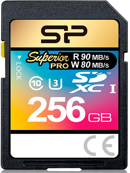 Карта памяти SDXC Silicon Power 256Gb Class 10 UHS-I U3 (SP256GBSDXCU3V10)