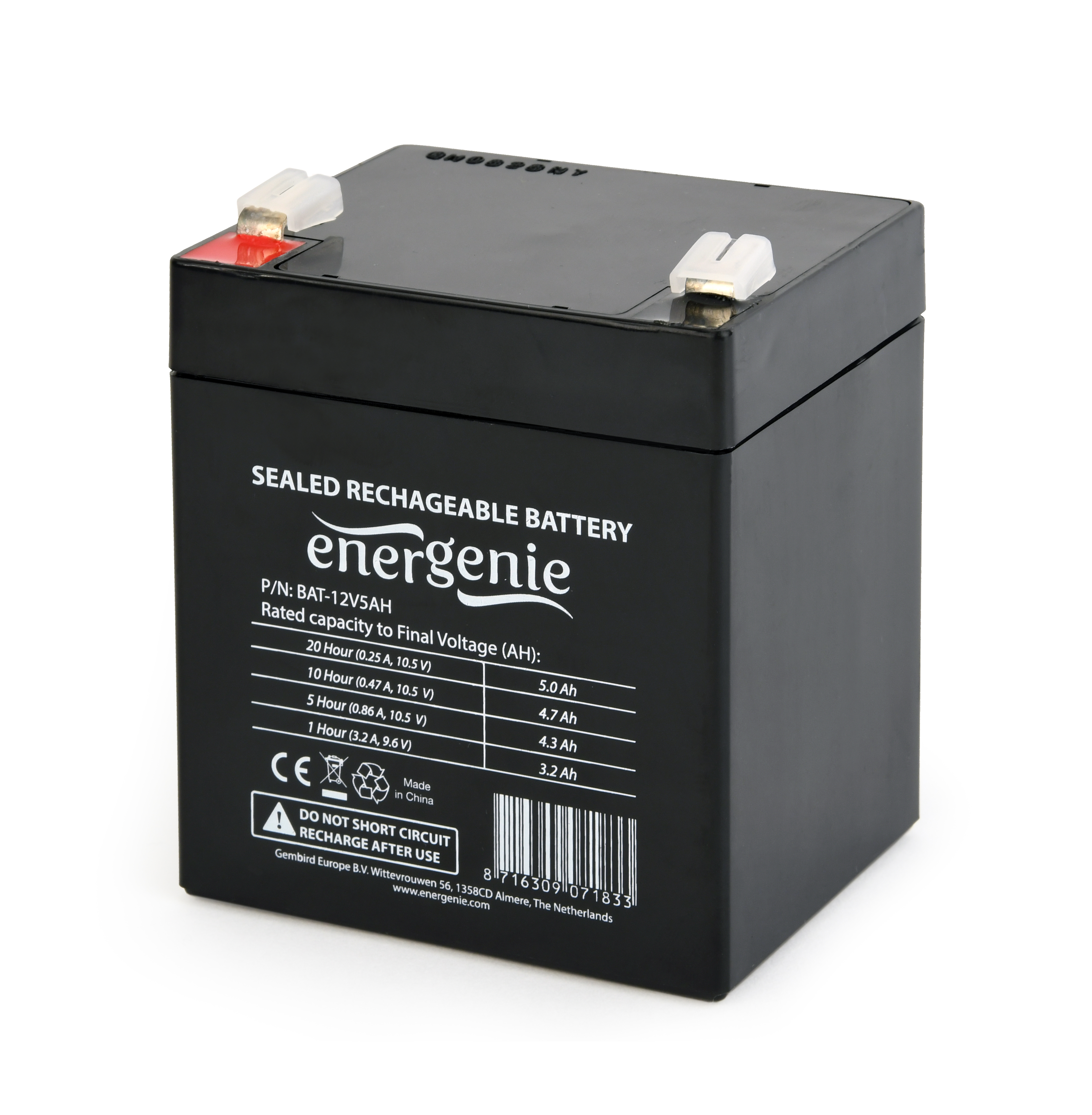 

Аккумуляторная батарея для ИБП Energenie BAT-12V5AH, 12V, 5Ah (BAT-12V5AH), Черный, BAT-12V5AH