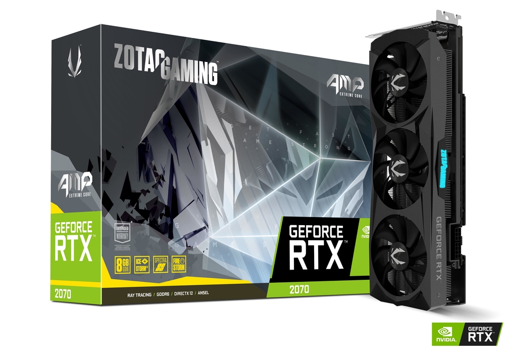 Видеокарта ZOTAC NVIDIA GeForce RTX 2070 AMP Extreme Core, 8Gb GDDR6, 256bit, PCI-E, HDMI, 3DP, USB Type-C, Retail (ZT-T20700C-10P) б/у, после ремонта, следы эксплуатации, без комплекта